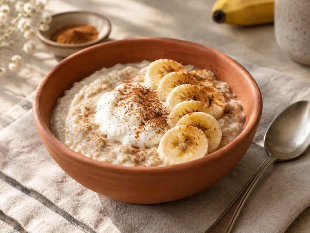 Oatmeal with quark and banana