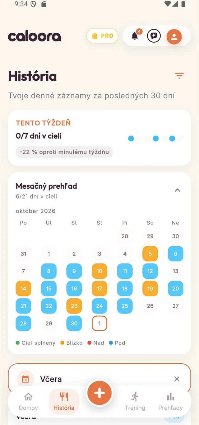 História v appke Caloora: farebný kalendár dní